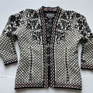 Dale of Norway Wool Knit Cardigan Ski Sweater Nordic Fair Isle Clasp Jacket XS